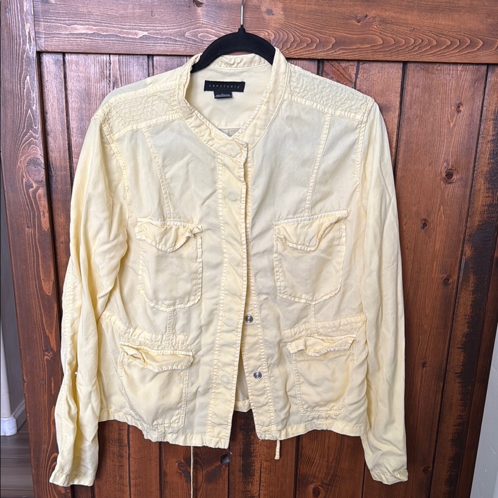 Sanctuary Jacket Yellow Snap Lightweight Utility … - image 1